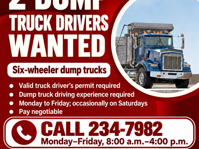 2 Six-Wheeler Dump Truck Drivers Wanted, Arima