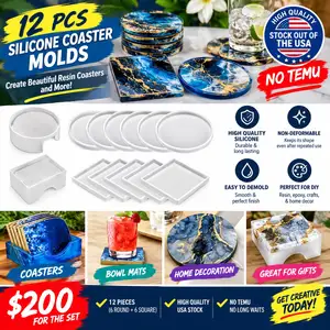 12pc silicone coaster and holder mold set, Charlieville