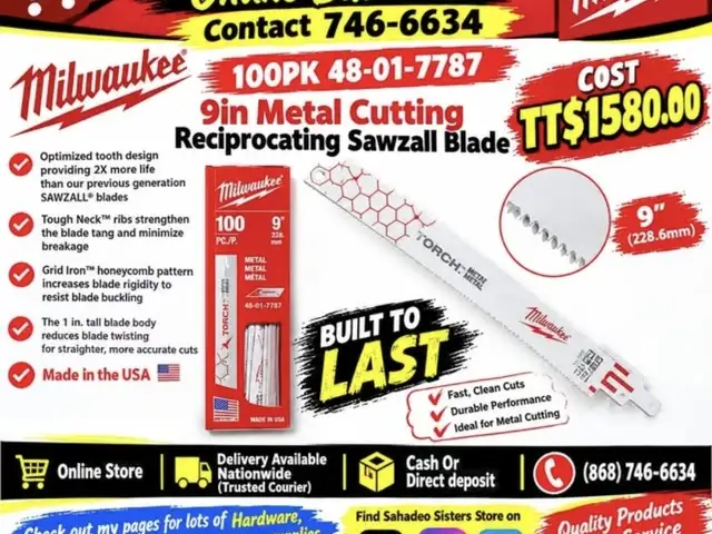 Milwaukee 100pk Sawzall Blade 48 01 7787, Couva