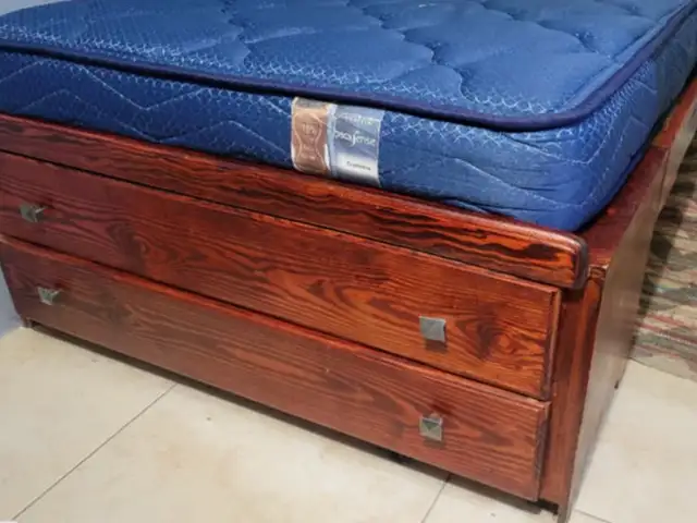 Wooden Twin Bookcase Bed Frame with Mattress, Champs Fleurs