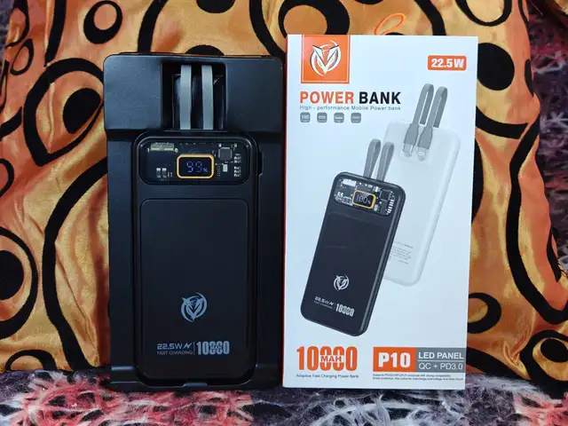 P10/QC+PD3.0/22.5Watts/10,000MAH Power Bank With Built-In Cables, San Juan