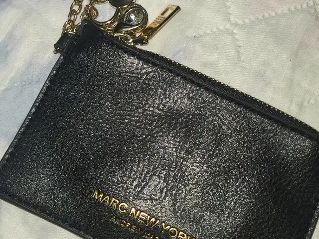 Marc New York Coin Purse Wallet Black Leather Charm Bag, Princes Town