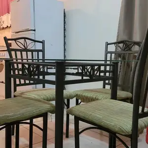 5 Piece Glass Top Dining Set, Champs Fleurs