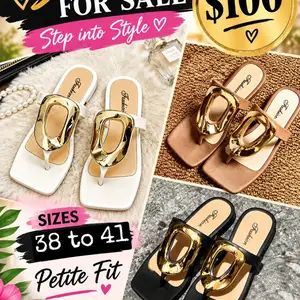 Womens chic gold buckle sandals sizes 38 to 41 petite fit, Port of Spain