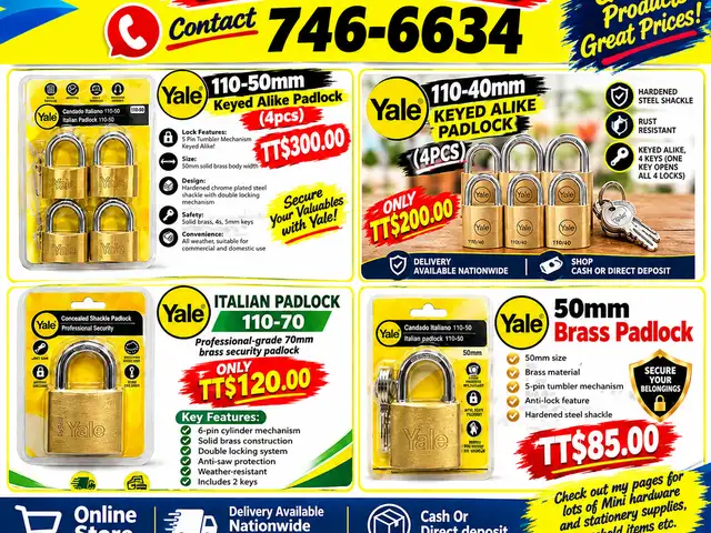 Yale Brass Italian Padlock, Couva