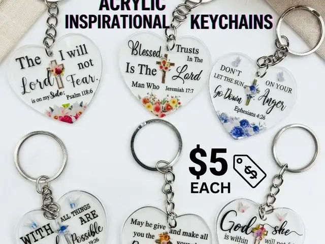 Acrylic inspirational keychains limited stock, Charlieville