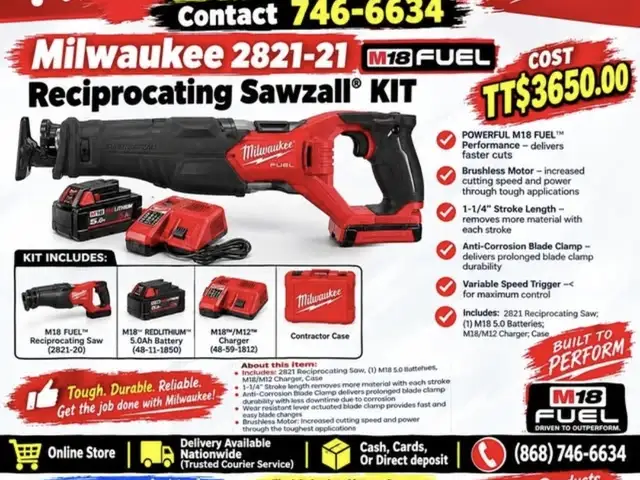 Milwaukee Sawzall Kit 2821 21 M18 Fuel, Couva