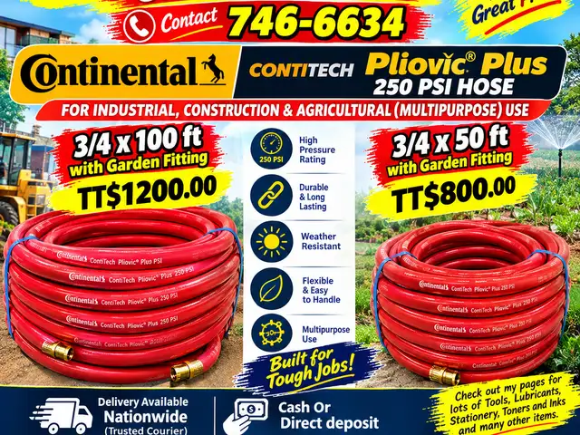 Continental Industrial Hose 100ft and 50ft, Couva