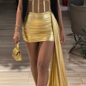 Custom made gold flower pattern dress, Morvant