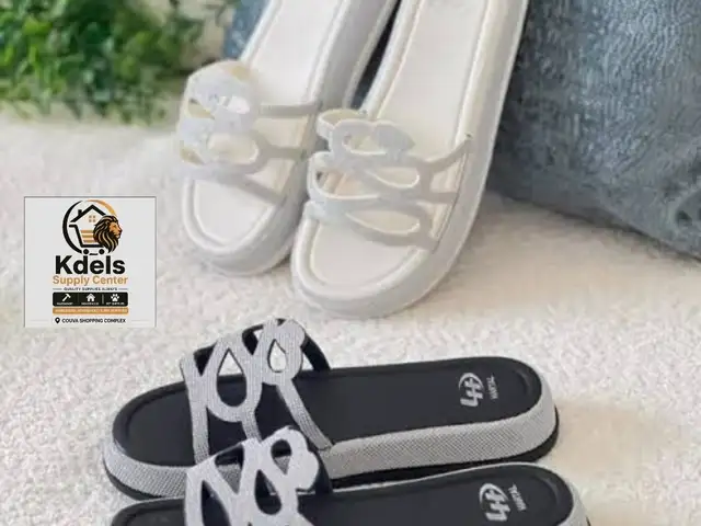 women's platform slide sandals featuring a black footbed with rhinestone-embelli, Couva