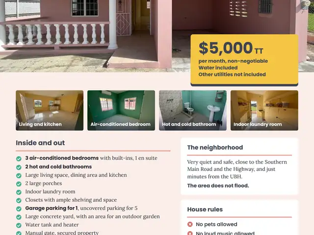 3-bedroom house in Munroe Road to rent, Cunupia