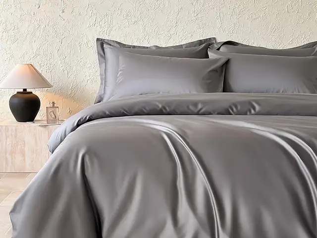 Premium Chinese bed sheets in elegant grey and beige. Beauty and comfort for you, Arima