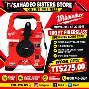 Milwaukee Fiberglass 100ft Tape Measure, Couva
