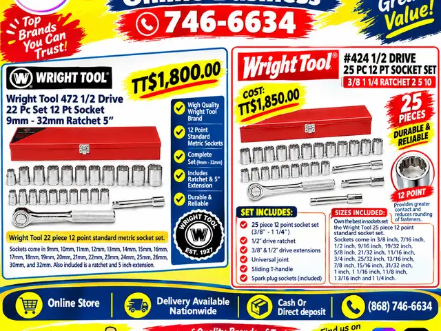 Wright Tool Half Drive 12 Pt Socket Set 424 and 472, Couva