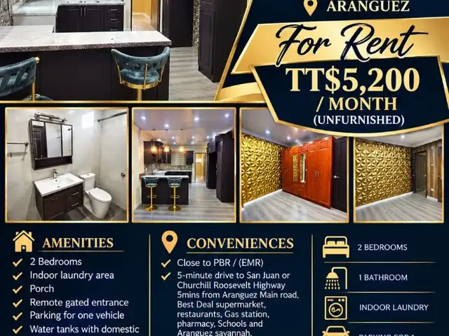 2-bedroom apartment in Aranguez to rent, Aranguez