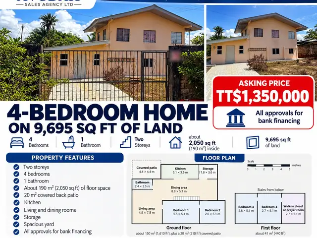 4-bedroom house in Changuanas for sale, Longdenville