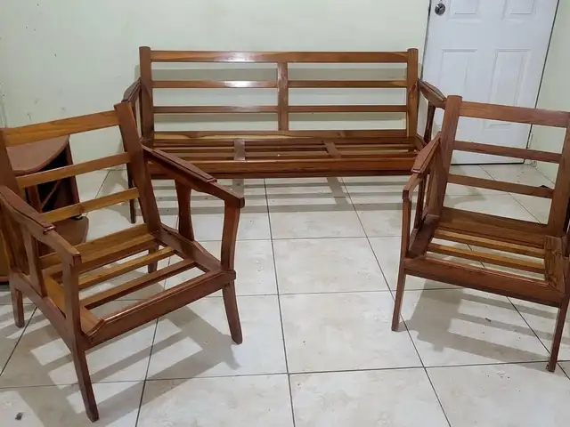 Antique Wooden Sofa Set, Champs Fleurs