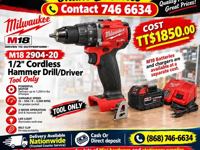 Milwaukee 2904 20 Hammer Drill Tool Only, Couva