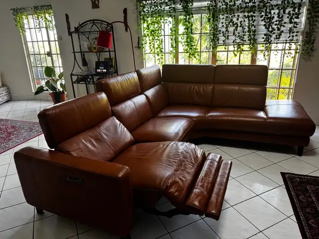 Genuine Leather Power Reclining Sofa, Glencoe