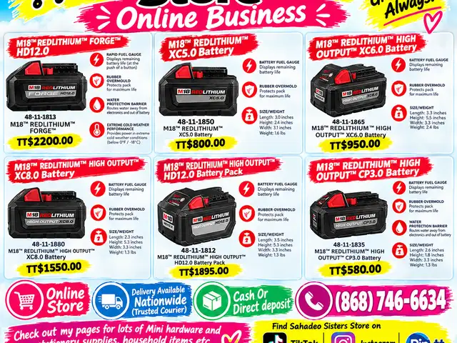 Original Milwaukee High Output Batteries, Couva