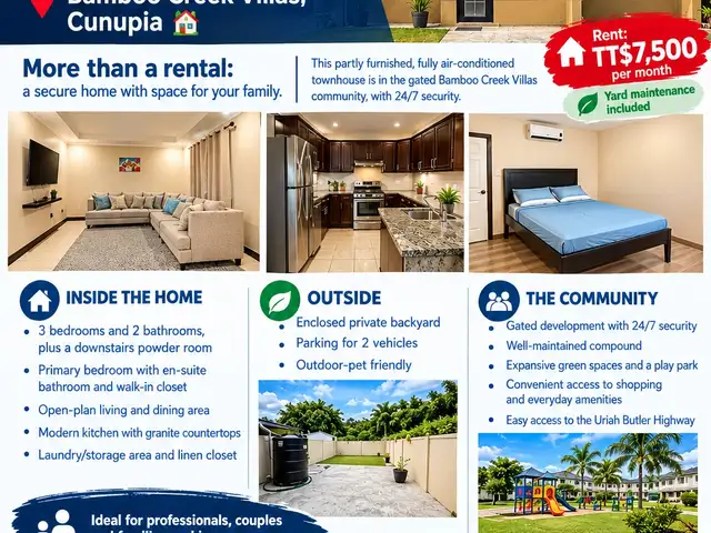 3-bedroom townhouse in Chaguanas to rent, Cunupia