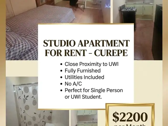 Studio apartment in Curepe to rent, Curepe