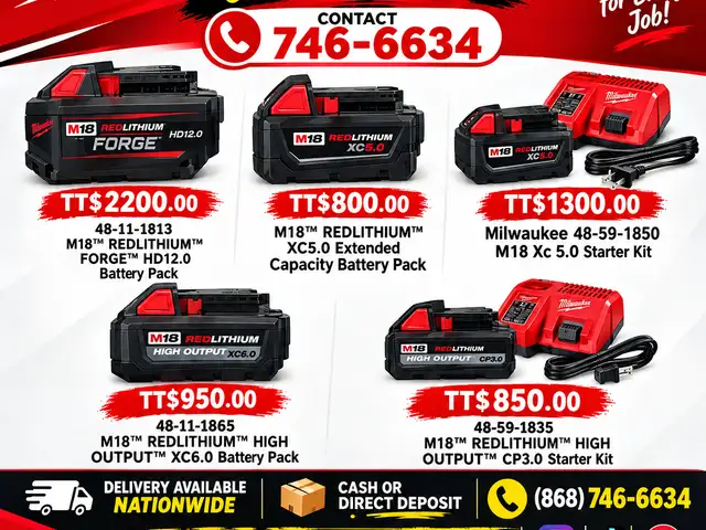 Milwaukee Batteries and Chargers, Couva