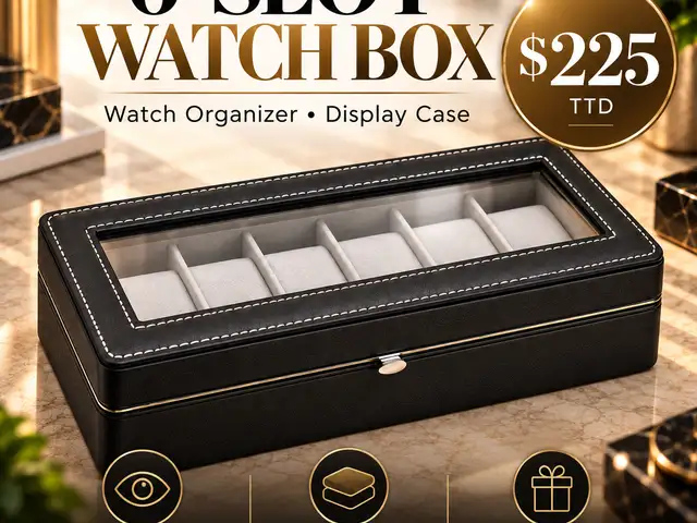 6-Slot Watch Box / Watch Organizer with Glass Display Lid, Carapichaima
