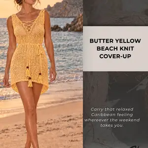 Butter Yellow Short Dress/Vest Beach Cover-up, San Fernando