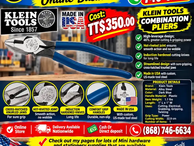 Klein 9inch Linesman Pliers Dark Blue handle, Couva