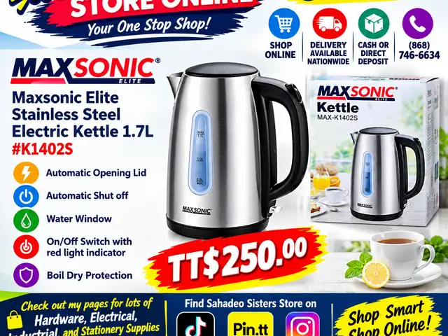 Maxsonic Elite Stainless Steel Electric Kettle 1.7L, Couva