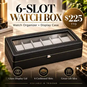 6-Slot Watch Box / Watch Organizer with Glass Display Lid, Carapichaima