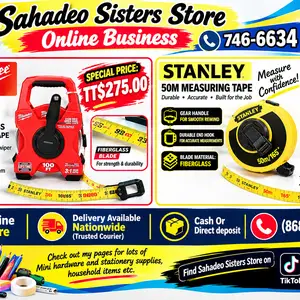 Fiberglass Measureing Tape - Milwaukee and Stanley, Couva