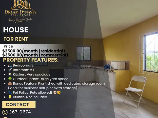 3-bedroom house in Penal to rent, Penal
