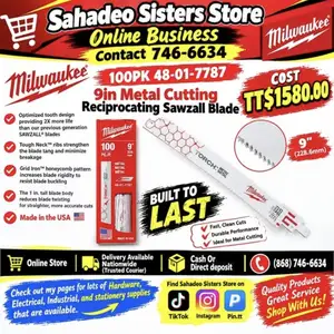 Milwaukee 100pk Sawzall Blade 48 01 7787, Couva