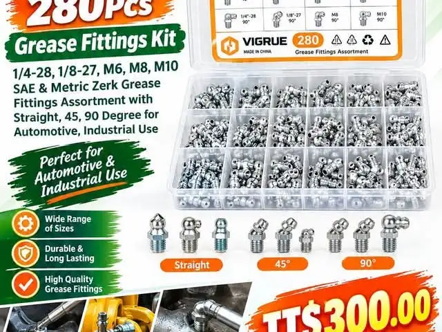 VIGRUE 280Pcs Grease Fittings Kit, Couva