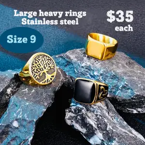 Large heavy stainless steel rings Size 9, Charlieville