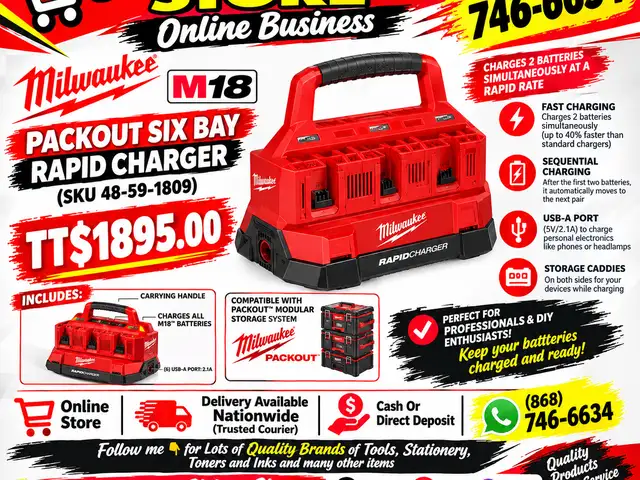 Milwaukee 48-59-1809 M18 PACKOUT Six Bay Rapid Charger, Couva