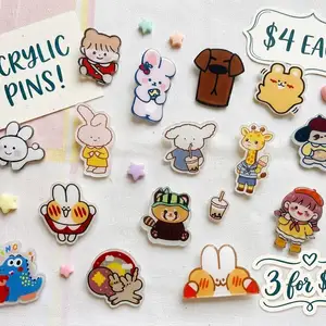 Acrylic safety pin brooches, Charlieville