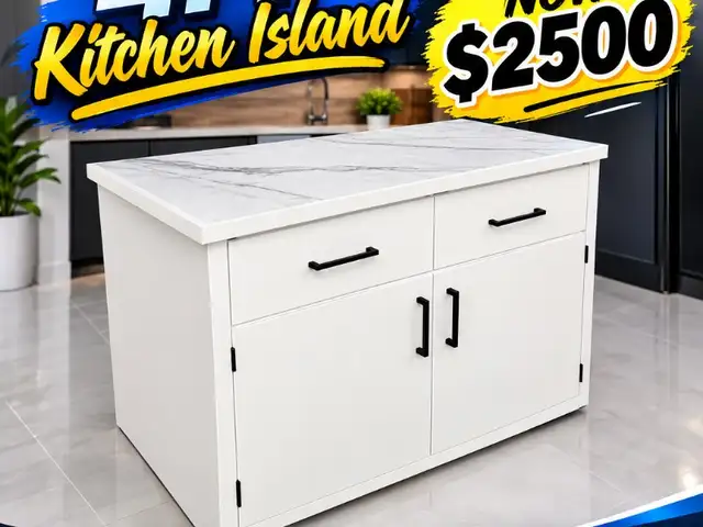 White 4FT Kitchen Island Available Now, Penal