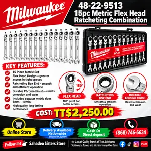Milwaukee 48-22-9513 15pc Metric Flex Head Ratcheting set, Couva