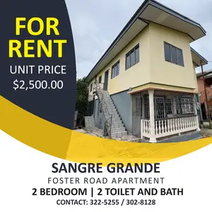  2-bedroom apartment in La Seiva Road to rent, Sangre Grande