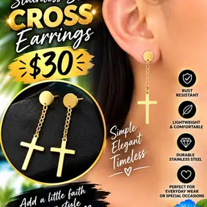 Stainless steel cross earrings, Charlieville