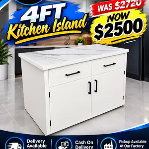 White 4FT Kitchen Island Available Now, Penal
