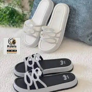 women's platform slide sandals featuring a black footbed with rhinestone-embelli, Couva