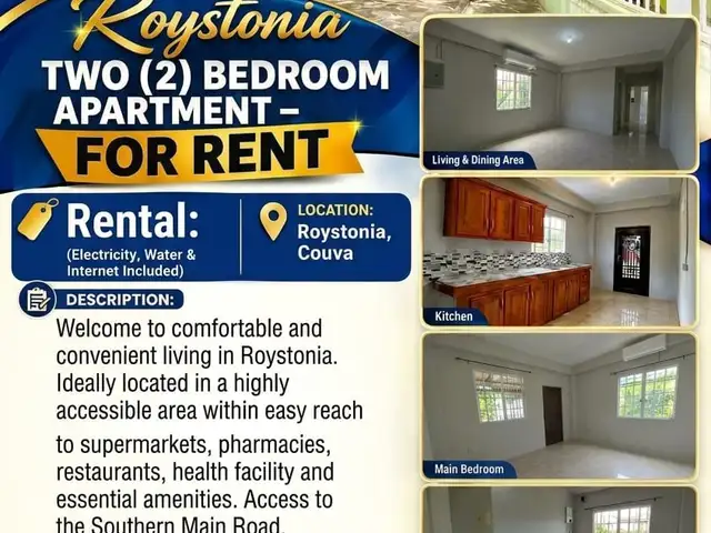 2-bedroom apartment in Roystonia, Couva to rent, Couva
