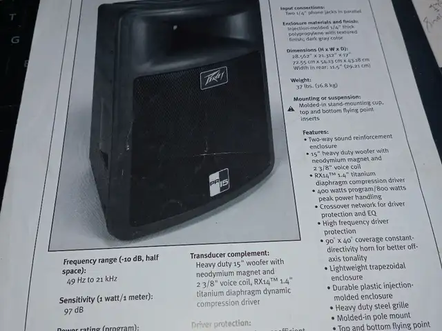 pair of used peavey speakers 400 watts, Tacarigua
