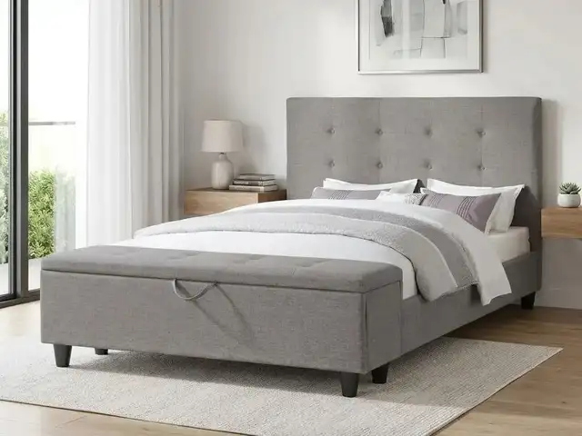 Bed frame - Queen with attached ottoman, Curepe